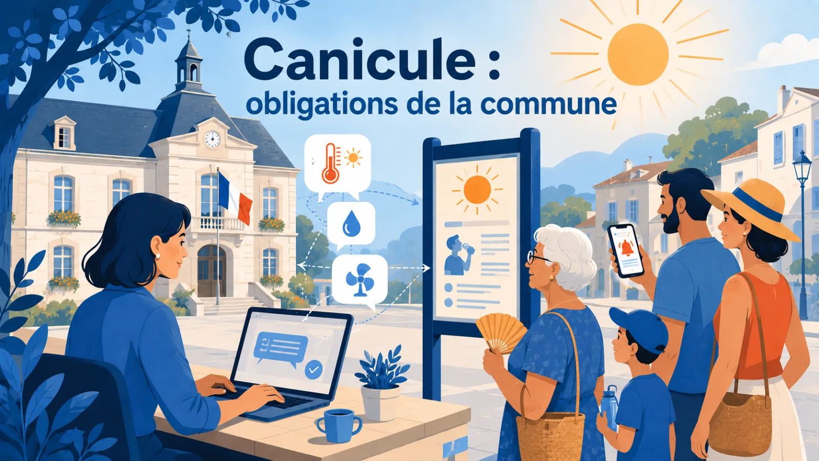 Maire d'une commune française activant son plan canicule pour protéger les personnes vulnérables