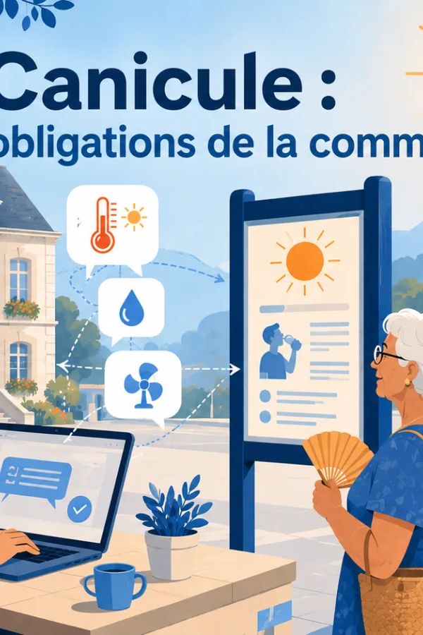 Maire d'une commune française activant son plan canicule pour protéger les personnes vulnérables