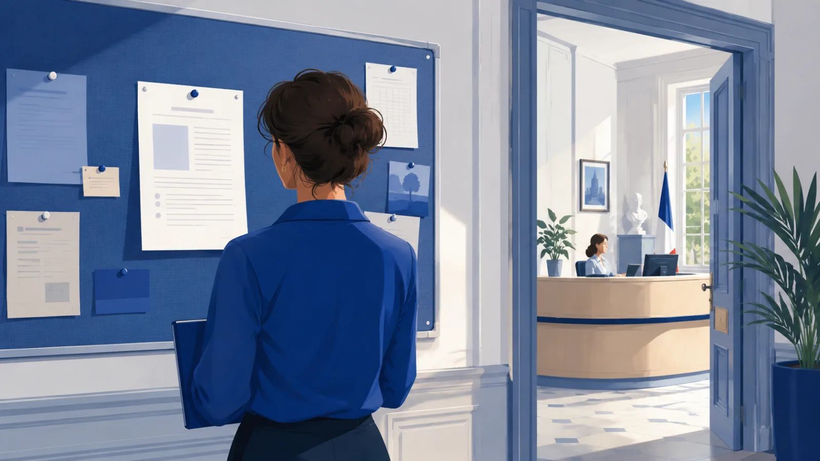 Note de service affichée sur le tableau d'information des agents d'une mairie